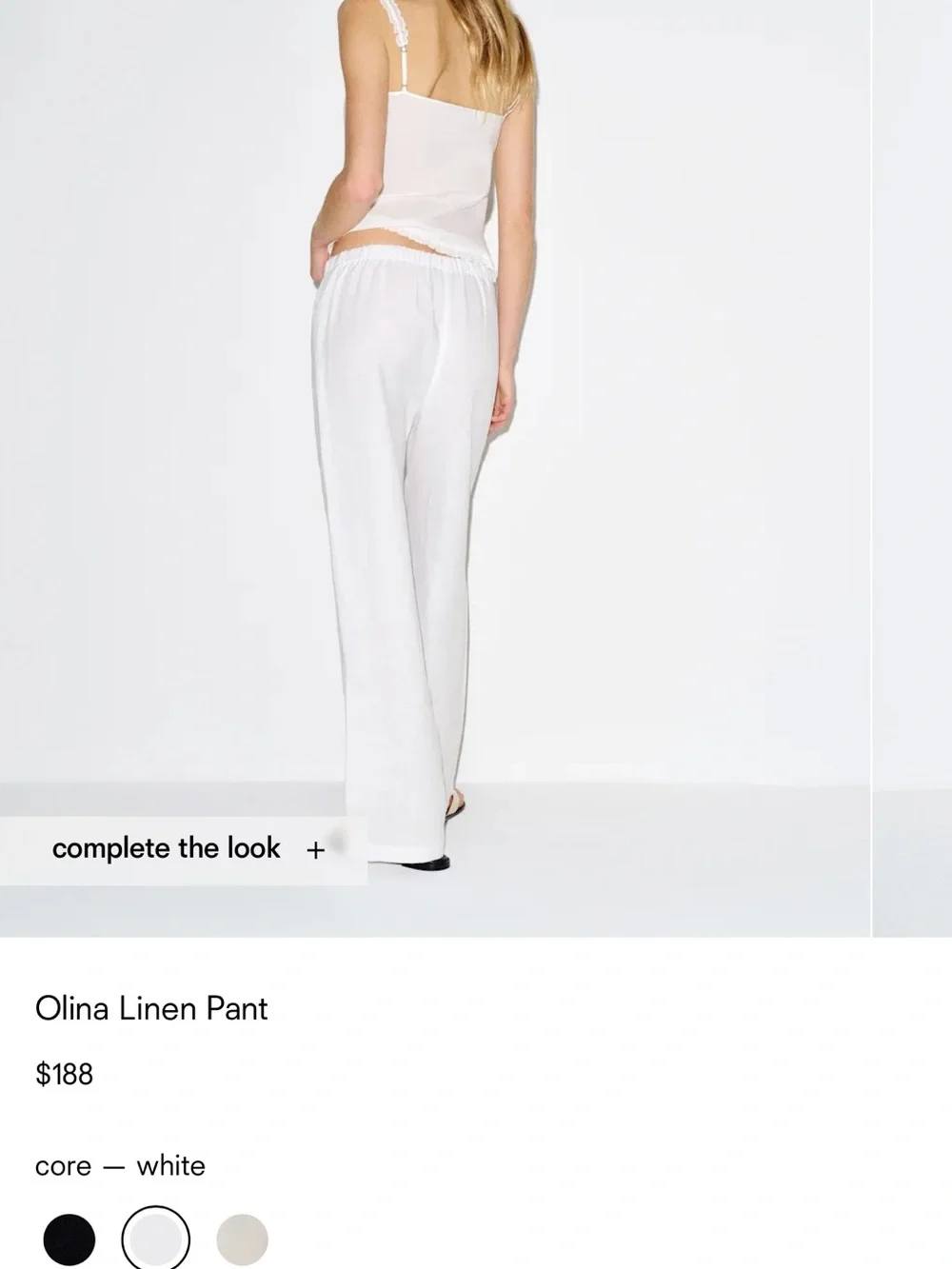 Reformation White Wide-Leg Linen Pants with Drawstring